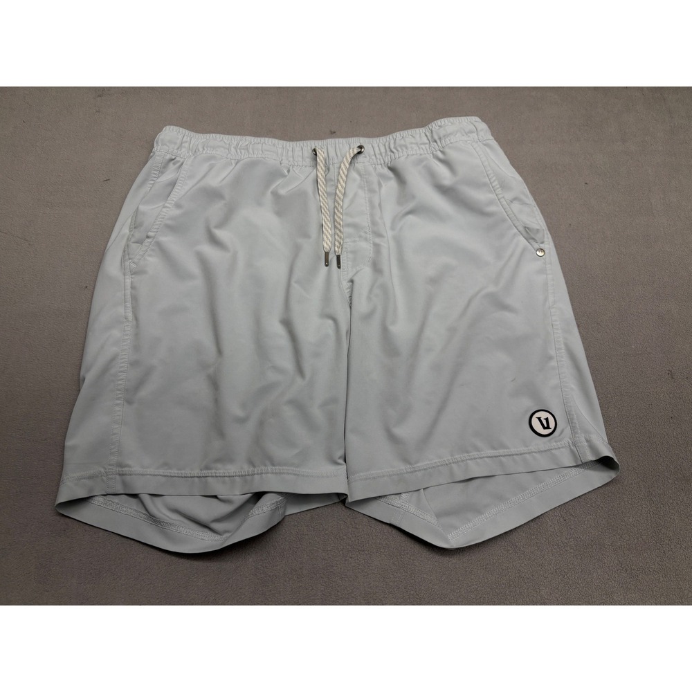 Vuori Mens Athletic Shorts Light Gray Elastic Waist Drawstring Size Large